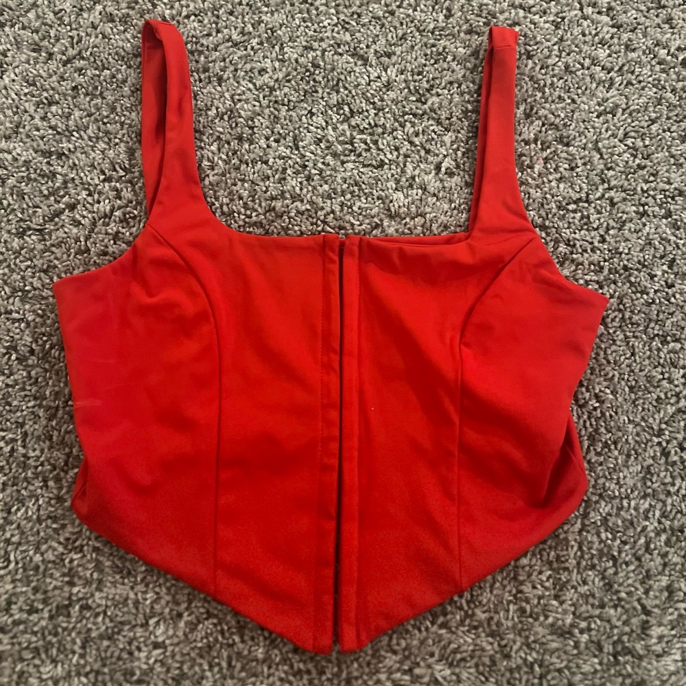 Bright Red Corset Crop Top. Purchased from Amazon. Size L